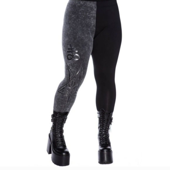 Killstar Grave Bound Split Acid Wash Black Goth Witch Alt Core Leggings Occult S - Picture 15 of 15